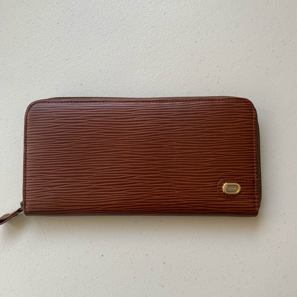 Satchi Brown Leather Zip Around Wallet
